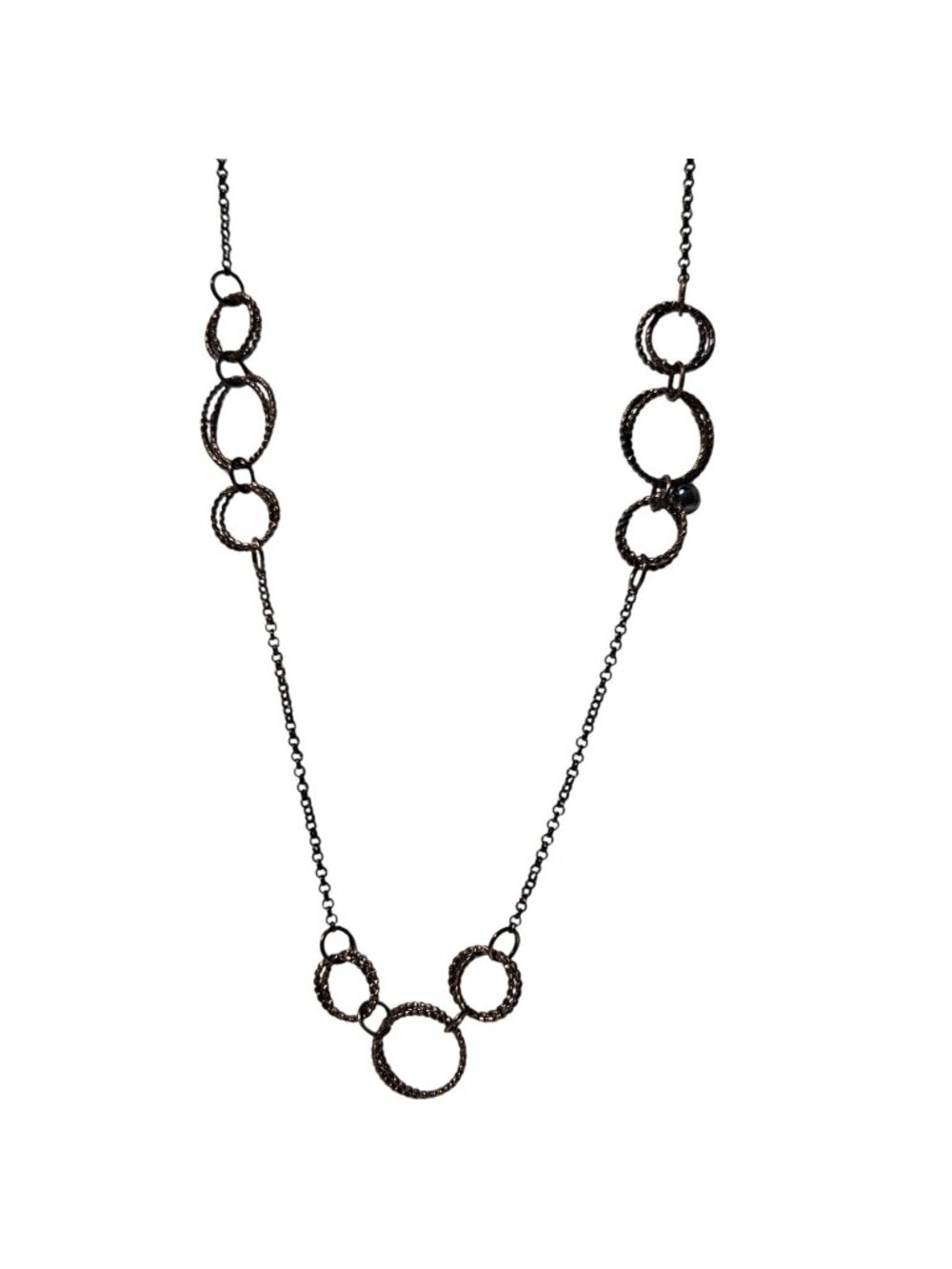 Bronze Station Necklace Circle Link Statement Timeless Fashion Jewelry Women
